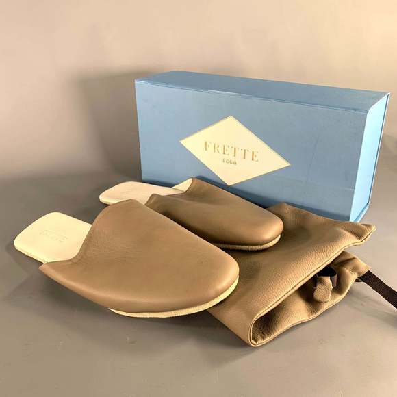 FRETTE Grey Taupe Leather Slippers Loafers - Picture 9 of 9